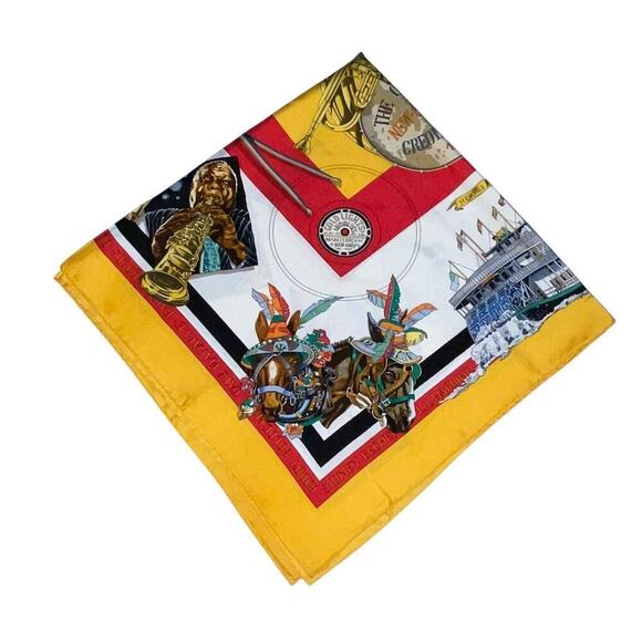 HERMES Silk Scarf  "New Orelans" by Loïc Dubigeon 90cm Carre with Paper Bag - Picture 8 of 16